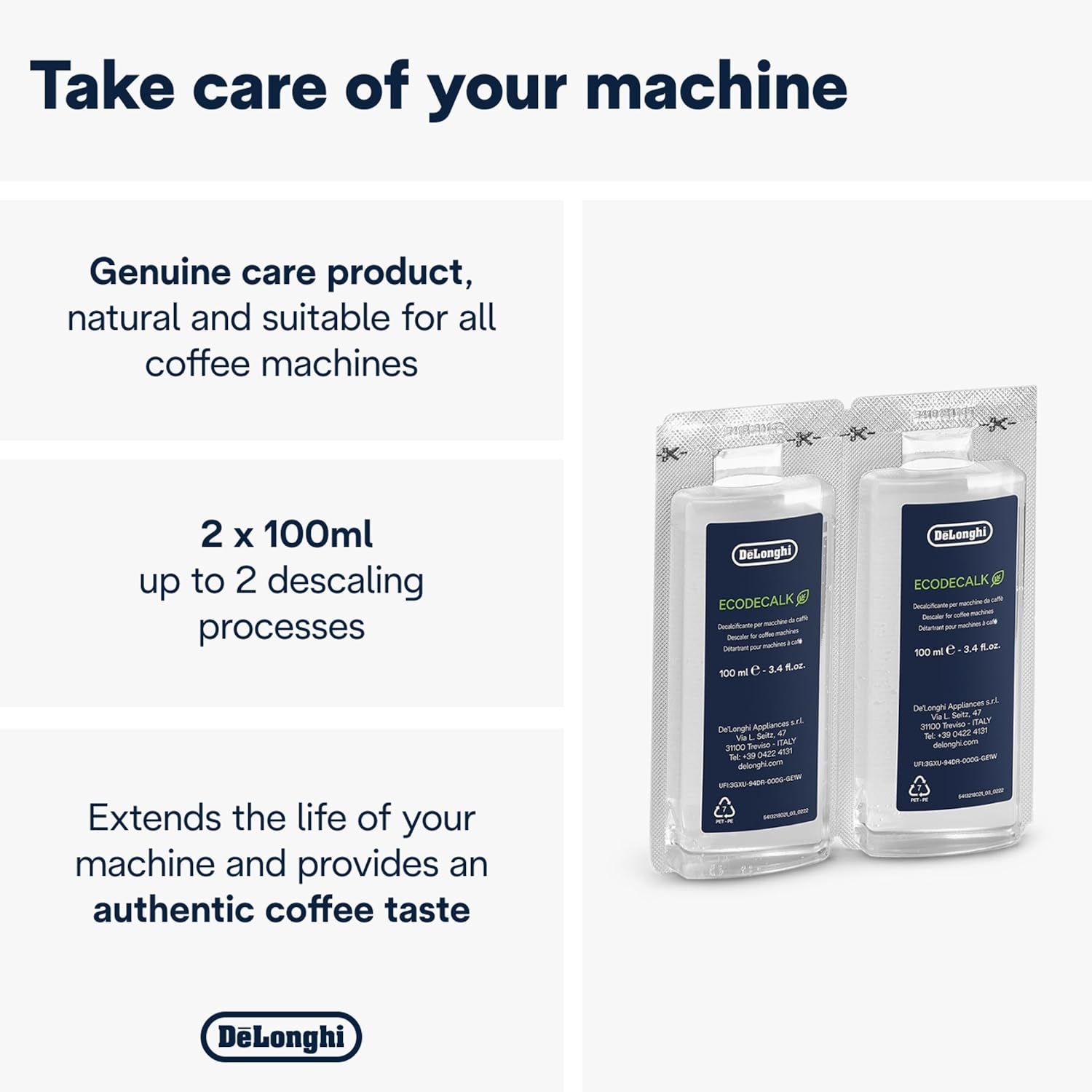 Manual Method Machine De'Longhi EcoDecalk Descaler Instruction Manual