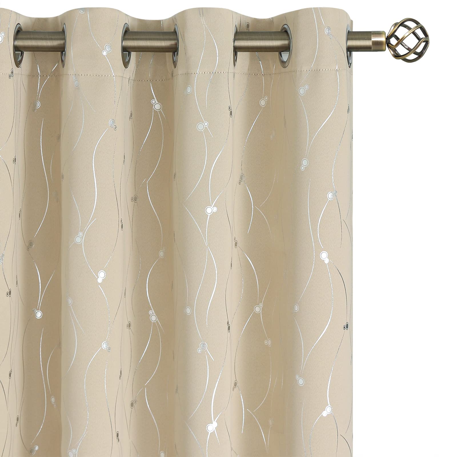 Set of 2 Beige Grommet Drapes 52 x 84 inches Long DWCN Blackout