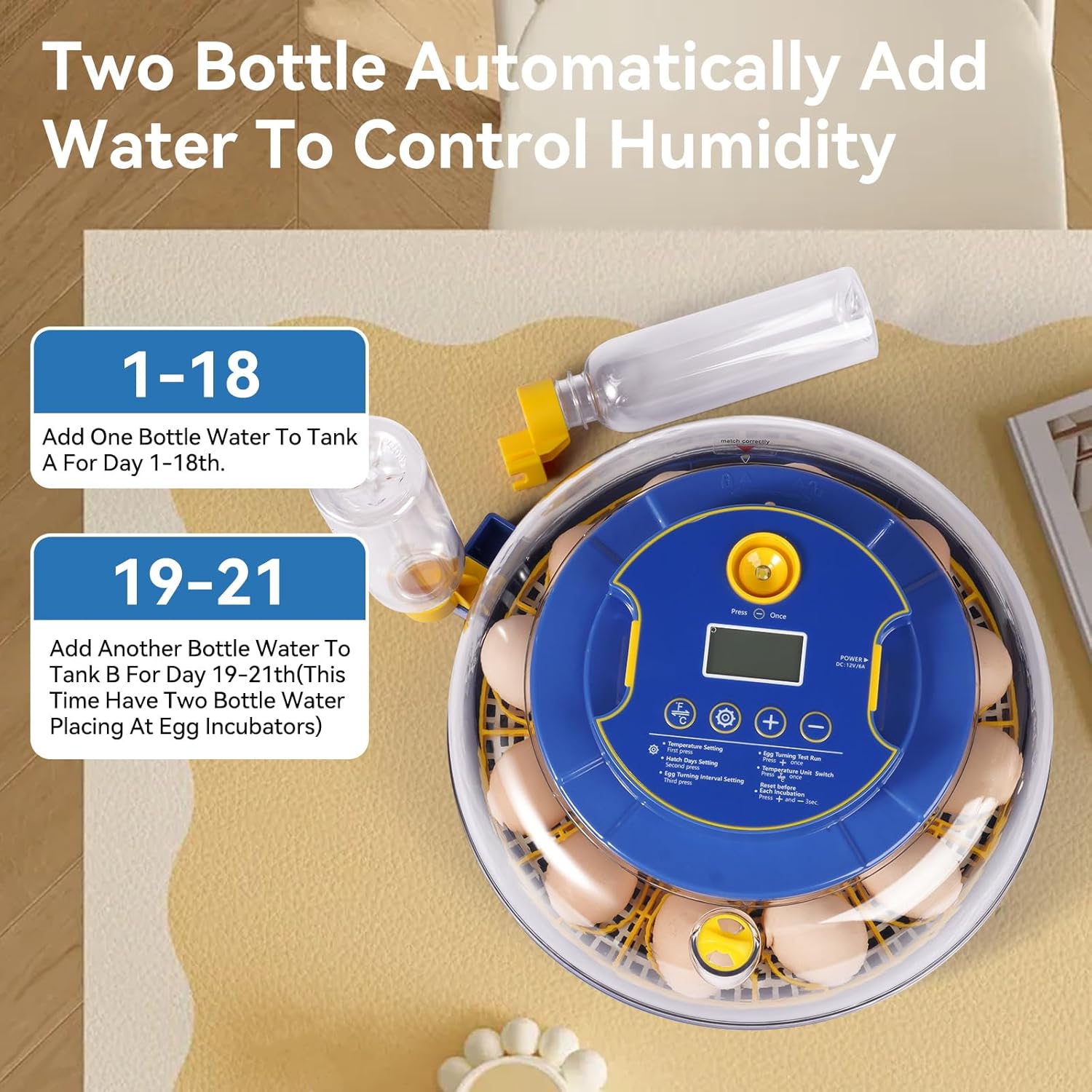 18 Egg Incubators for Hatching Eggs, Chicken Egg Incubator with Automatic Egg Turning and Temperature Humidity Control, 360° Clear View Lid or Home, Farm, Classroom, Hatching Chicken, Duck,Quail,Goose