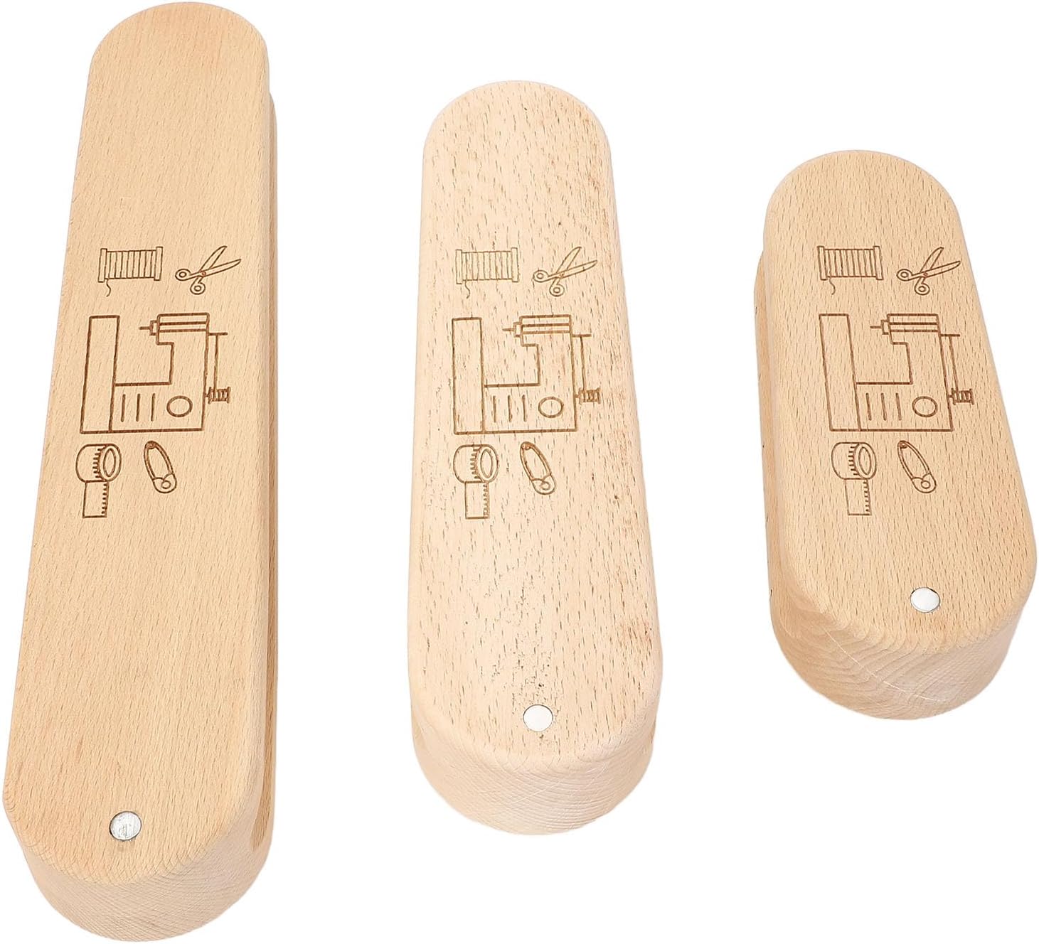 3 Pieces Wooden Tailors Clapper, Professional Tailors Clapper with Scale Hardwood Tailors Clapper Wooden Sewing Quilting Aid Tool for Fabric Flattening and Pressing