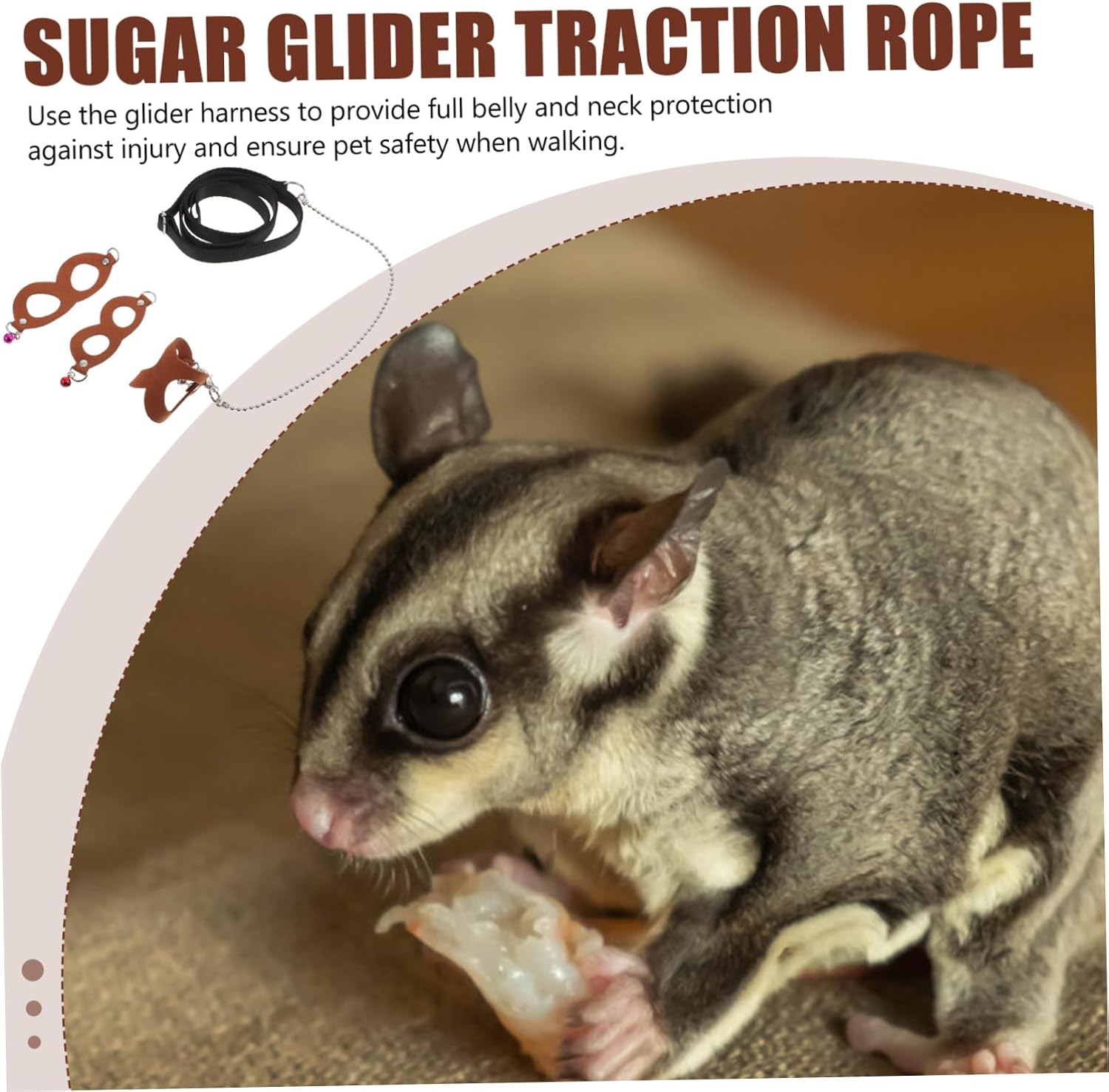 Ipetboom Adjustable Sugar Glider Leash Soft and Durable Traction Rope for Small Pets for Outdoor Activities Easy to Use and Suitable for Different of Sugar Gliders