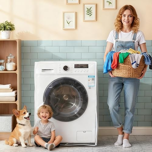 Vista 3 de Washer Cover,Dustproof Waterproof - Laundry Covers for Washer Dryer - for Indoor Outside Home Dorm School Apartment