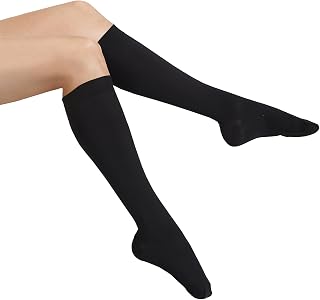 MAXAR Microfiber Knee High Compression Socks for Women & Men - 12-15 mmHg Graduated Compression Socks for Better Blood Flow, Varicose Veins, Swelling - Medical Compression Stockings for Travel