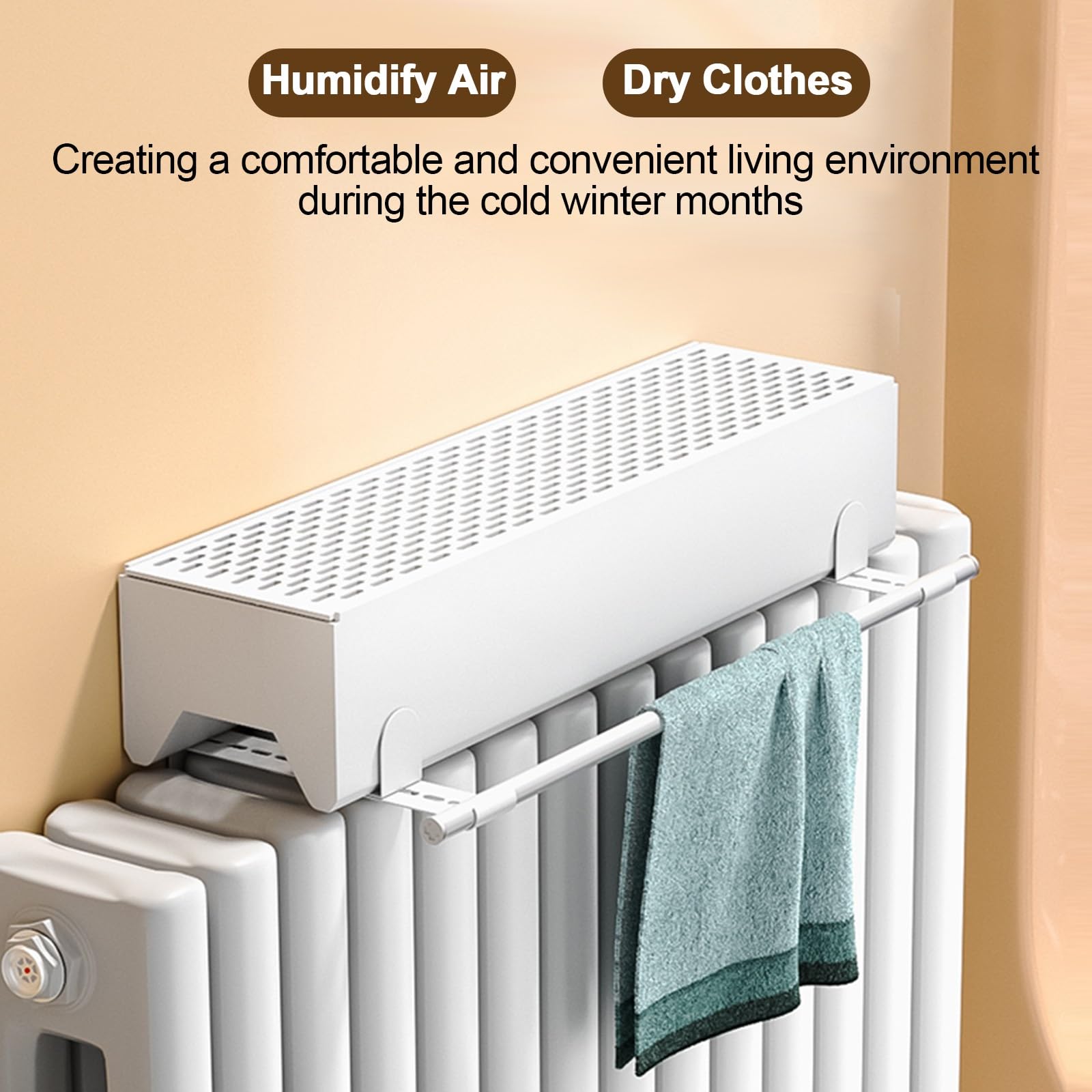Umidificatore per Termosifoni, Umidificatore Ambiente, Non Necessita di Elettricità, Materiale in Alluminio, con Asta Retrattile per Stendere I Vestiti(40cm/16in)