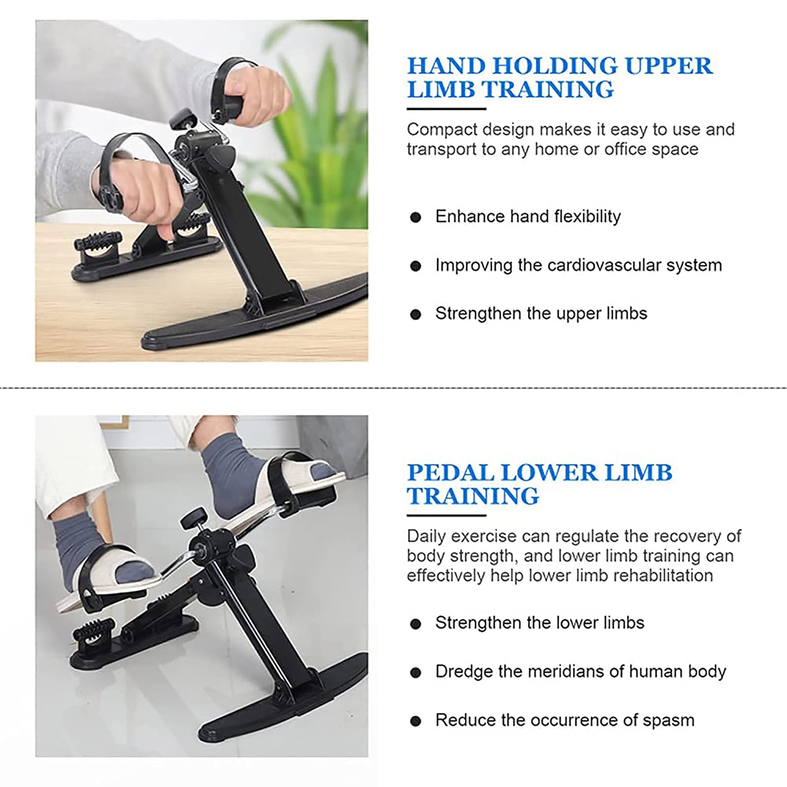 Bicicletta Fitness, Mini Fitness Indoor Cyclette Tapis roulant Verticale Riabilitazione Bicicletta Ciclismo Stepper Leg Pedal Trainer