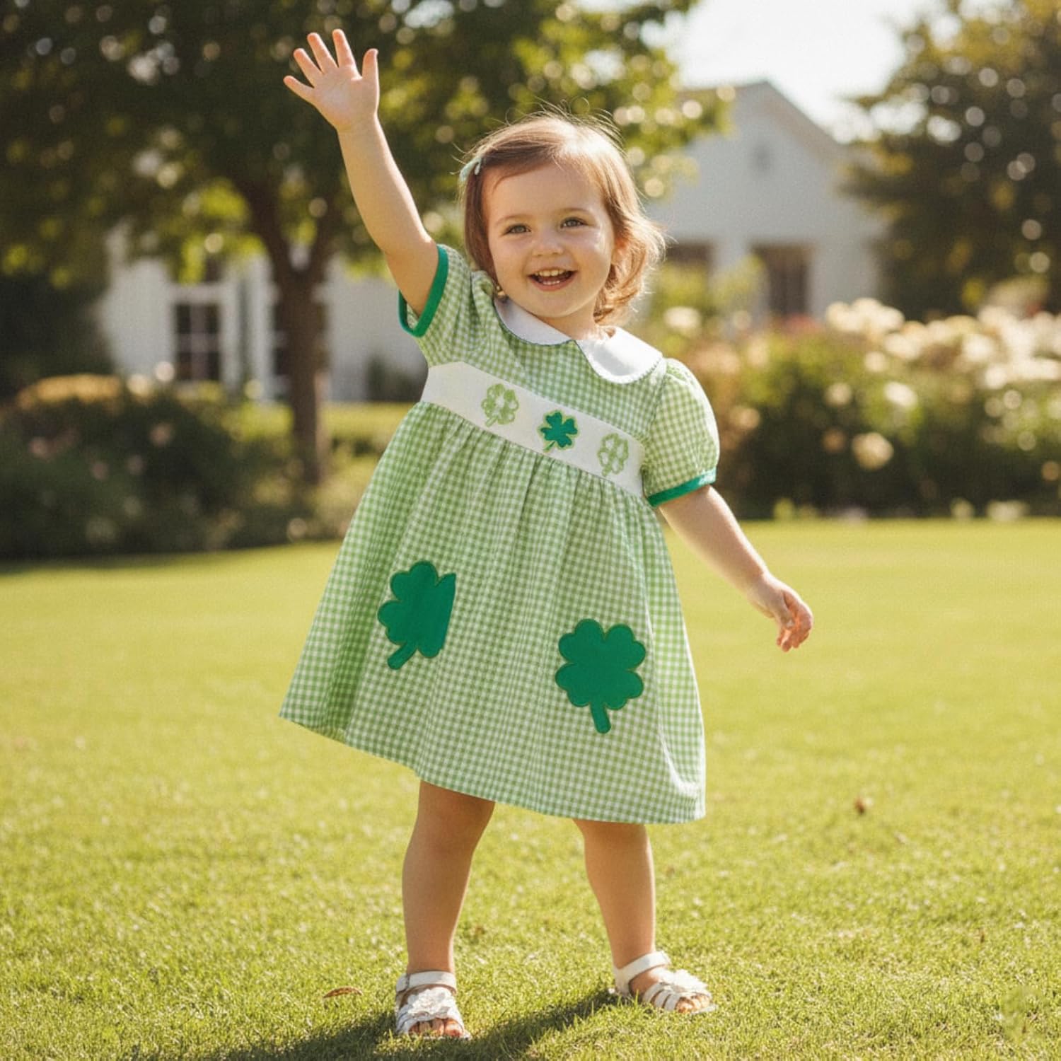 Toddler Girl St Patricks Day Outfit Green Dress Spring Summer Clothes Cute Baby Girl Smocked Outfits - Image 2