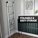 KINGRACK Aluminium 5 Échelle, Tabouret pas léger avec pédalos non-kides, rampe, 330 LBS Échelle pliable pour cuisine, Garage, Maison, Space Sauvetage, robuste et portable, Argent