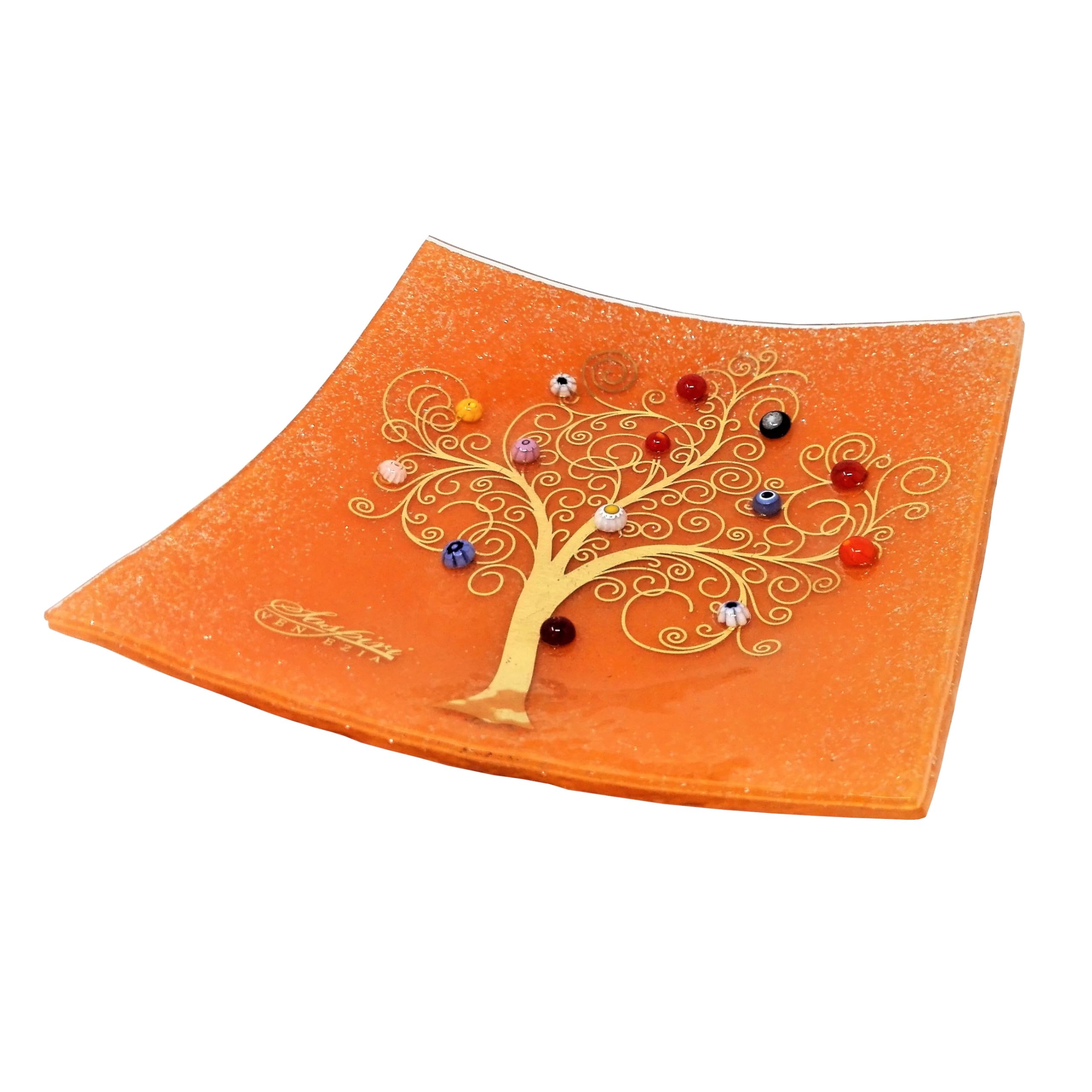Sospiri Venezia Murano Glass Decorative Dish, Handcrafted Decorative Bowls for Home Decor, Centerpiece Tray, Key Bowl, Gift Decor Tray for Entryway Table, Living Room, Dining Room 5.5"x 5.5"