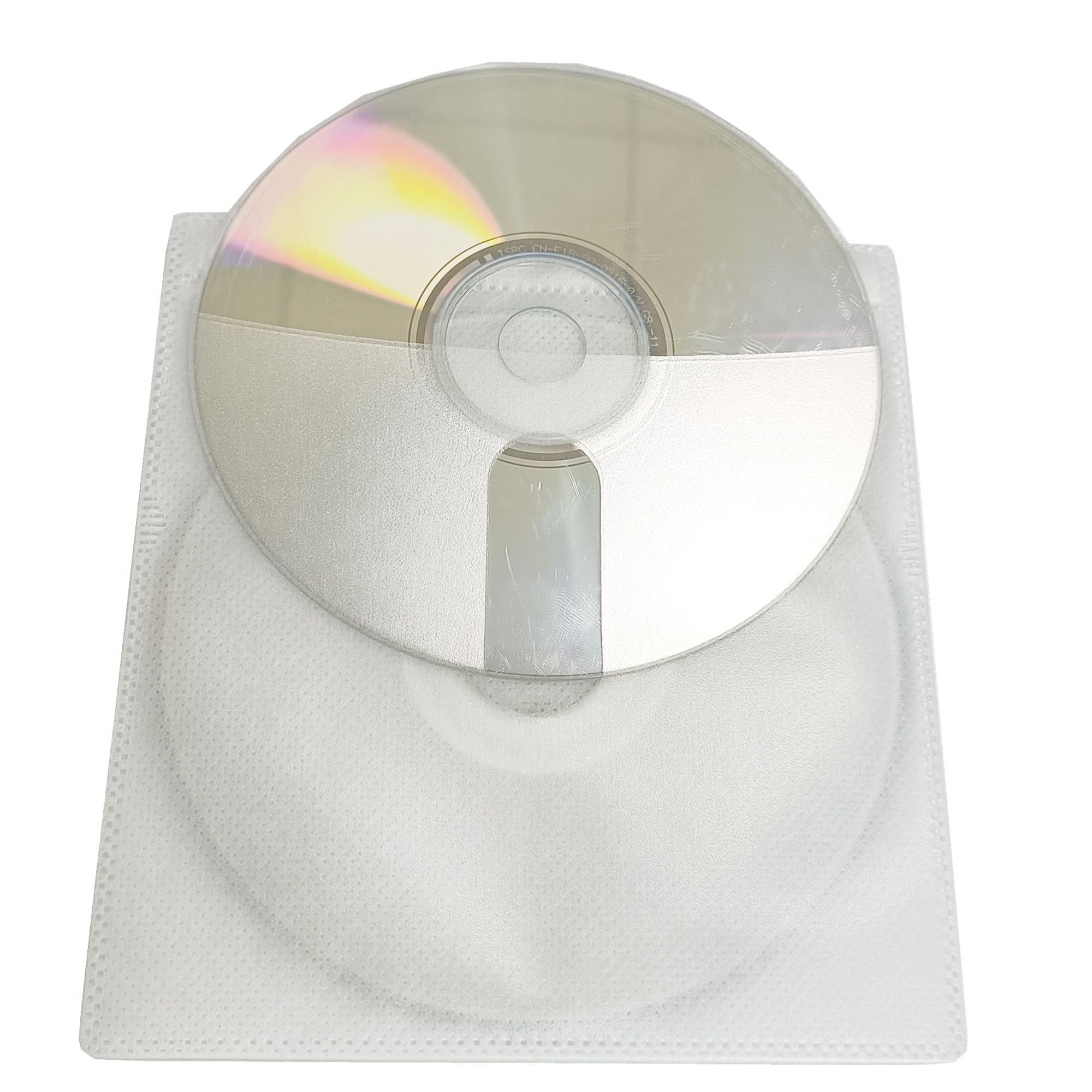 Paquete de 100 fundas de alta calidad para CD y DVD, material grueso no tejido, funda de plástico de repuesto de doble cara para carpetas de almacenamiento de CD y DVD, funda de disco con cierre a