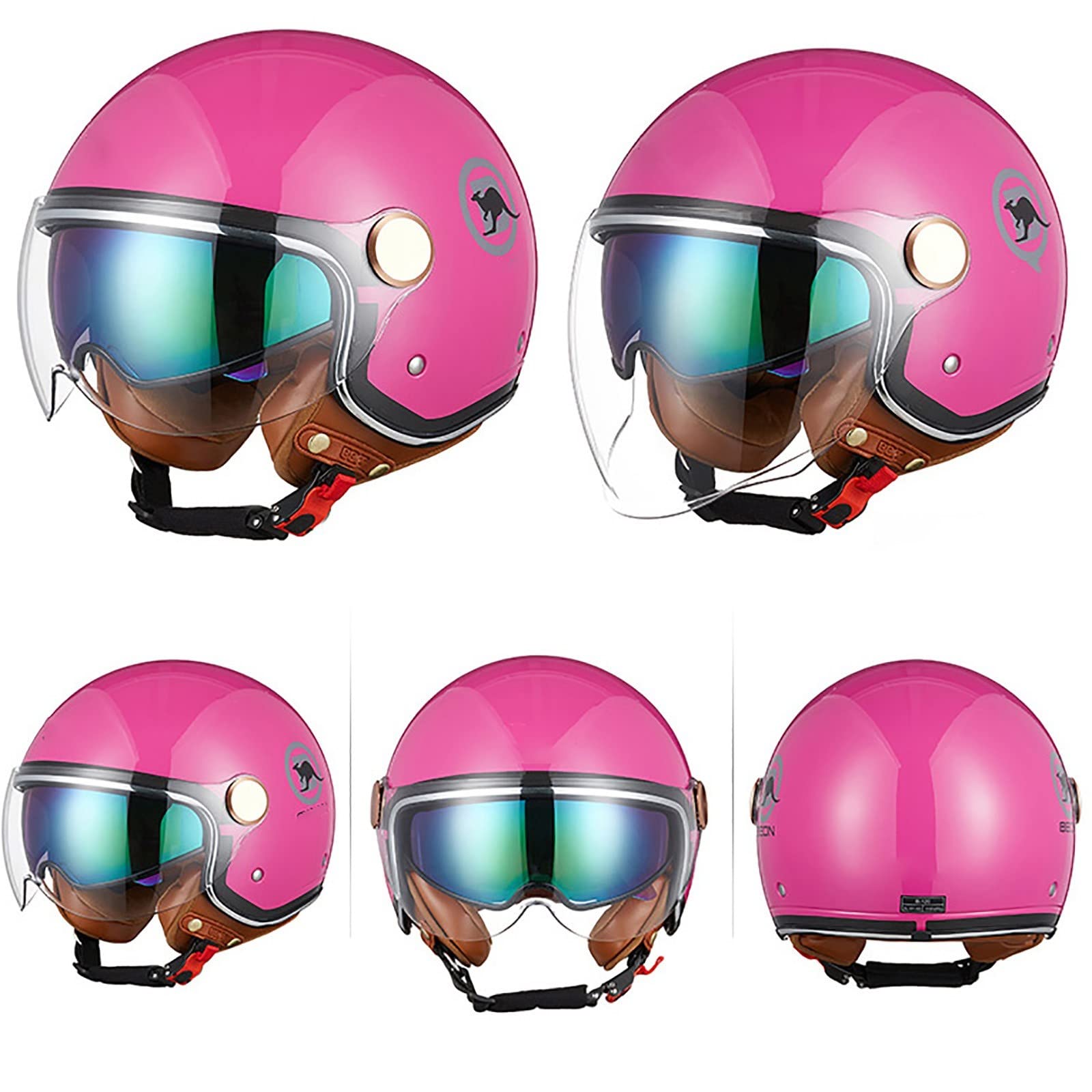 Casco Moto Aperto Demi Jet - DOT/ECE Omologato Con Doppia Visiera - Unisex Per Scooter E Ciclomotore - 6