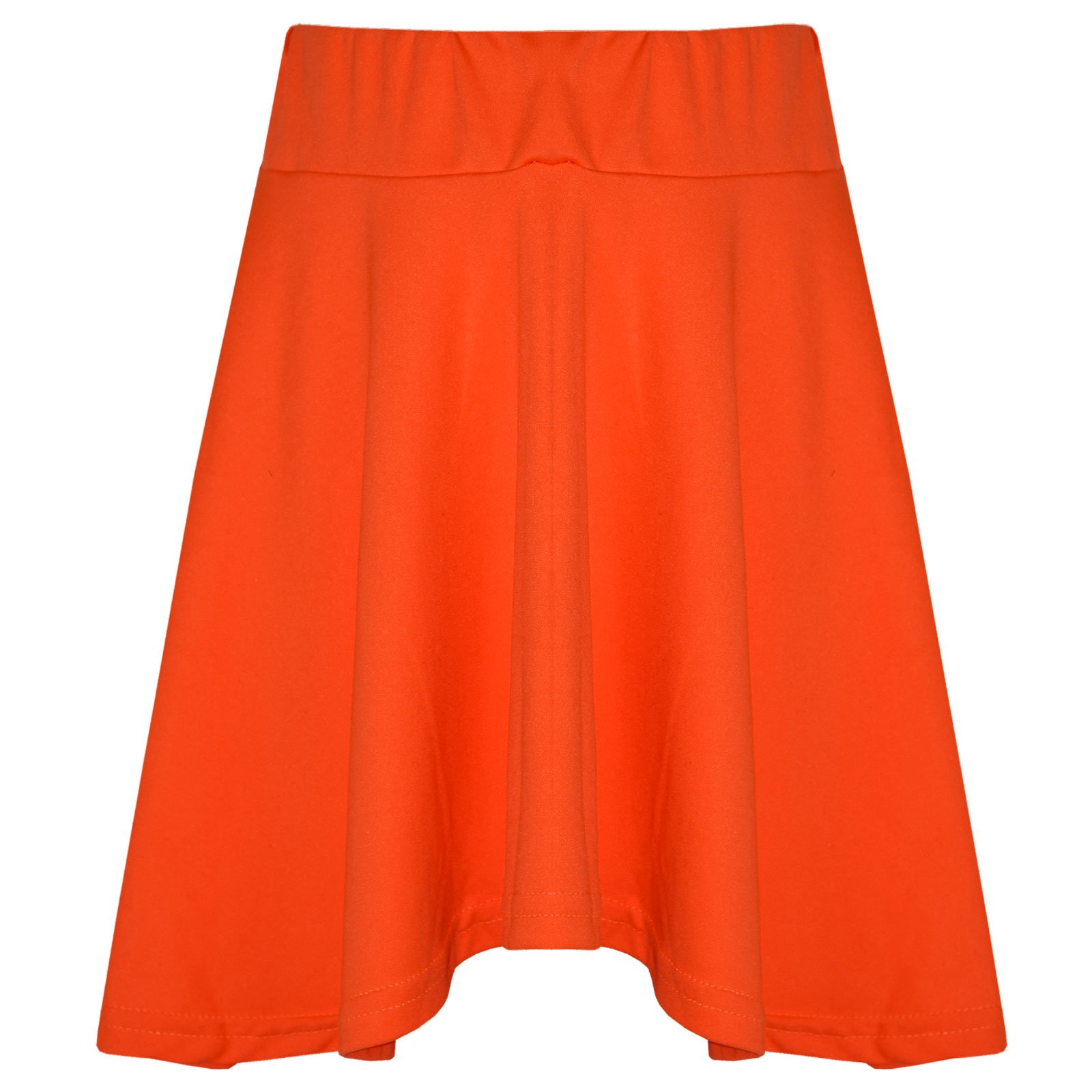 A2z 4 Kids Girls Neon Orange Plain Skater Skirt Camouflage For School Trendy Soft Feel - Plain Skater Skirt 13
