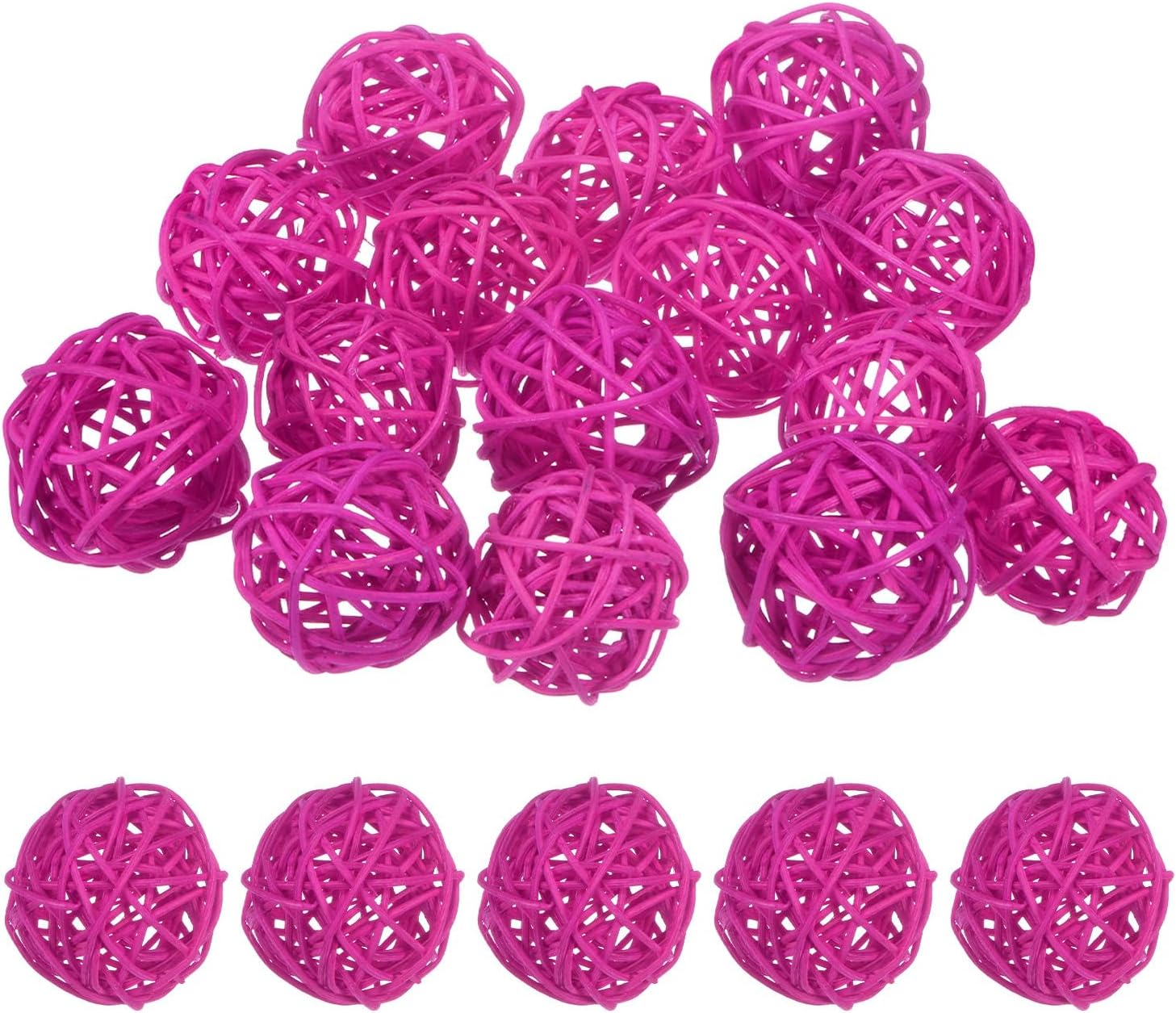 M METERXITY 15-Pack Wicker Rattan Balls 50mm/2 Inch Decorative Rattan Balls Orbs Vase Fillers Bowl Fillers for Christmas/Weddings/Thanksgiving/DIY Crafts/Home Decor [White]