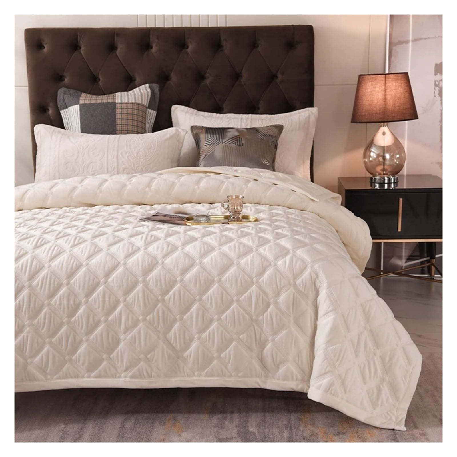 ADOVZ Copriletto invernale in velluto spesso sul letto coperta plaid copriletto coprimaterasso trapunta biancheria da letto Copriletti Compatible with lenzuolo matrimoniale,Lenzuola
