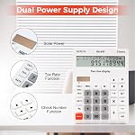 Calculatrice de bureau Grand affichage gros boutons avec 12 Chiffres 2-line LCD, Calculatrices de batterie et d'énergie solaire double avec fonction de contrôle et de taxe pour le bureau, la maison, la comptabilité et l'entreprise de taille moyenne (OA-635)