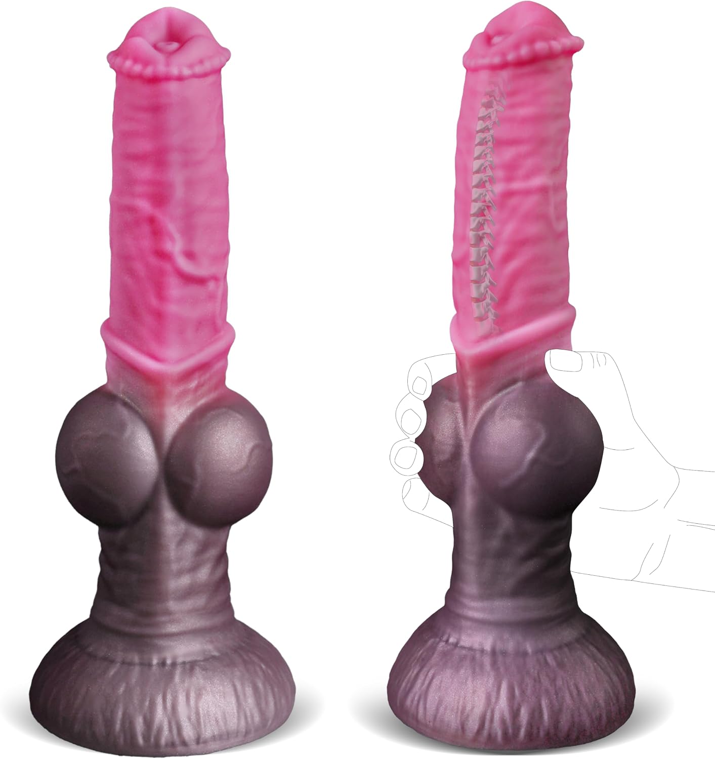 Horse Dildo Fantasy Monster Knot Dildo with Bendable Shaft, 9.4" Huge Horse Cock Caine Dragon Dildos with Suction Cup, Massive Curved Animal Prostate G-Spot Anal Dildos Adult Sex Toys for Men Women