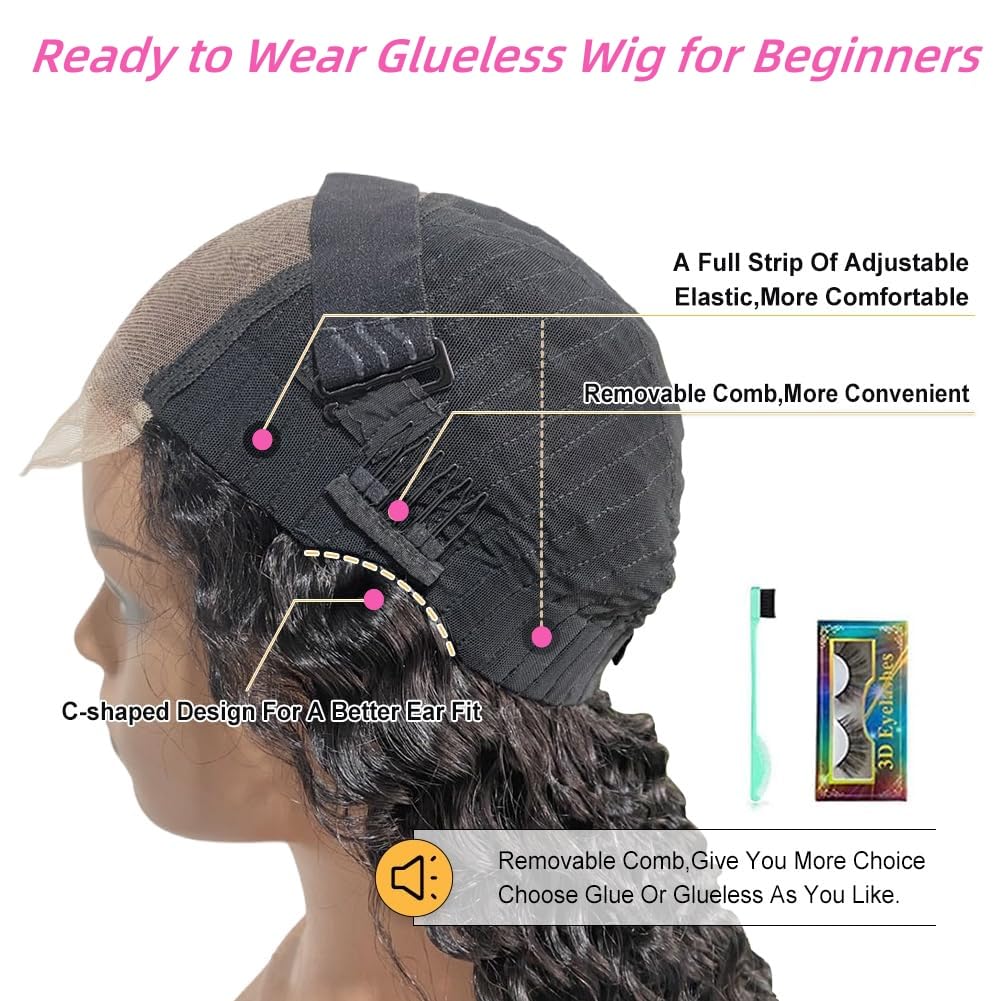 snv 5x5 SKINLIKE HD Lace Closure Wigs 220 Density Bleached Tiny Knots Vivid Pre Plucked Hairline Glueless Wigs Human Hair Ready to Wear Deep Wave Closure Wig 30inch Curly Wigs for Black Women