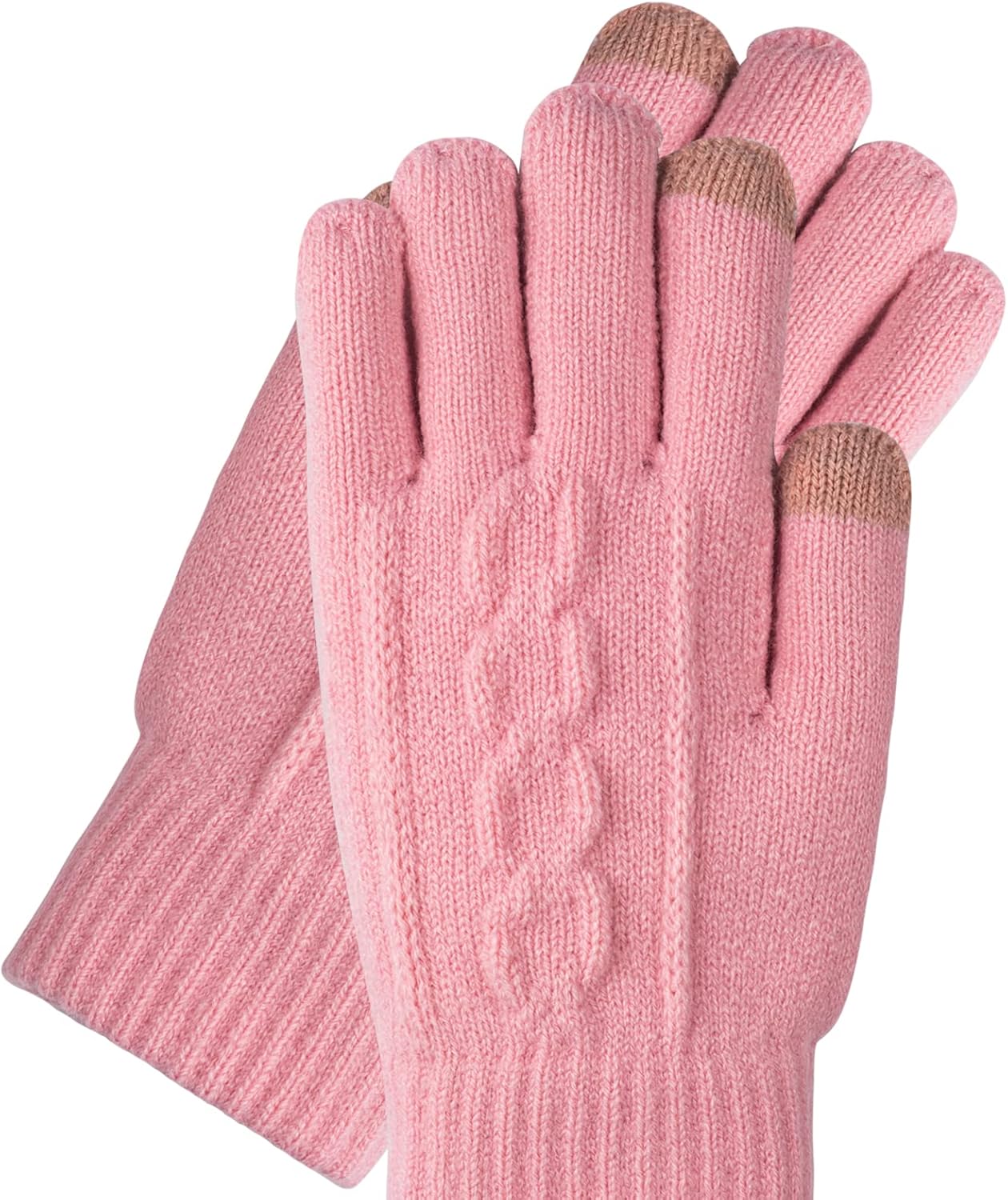 Women's Winter Warm Touch Screen Gloves Womens Thermal Cable Knit Wool Fleece Lined Gloves for Cold Weather - Image 5