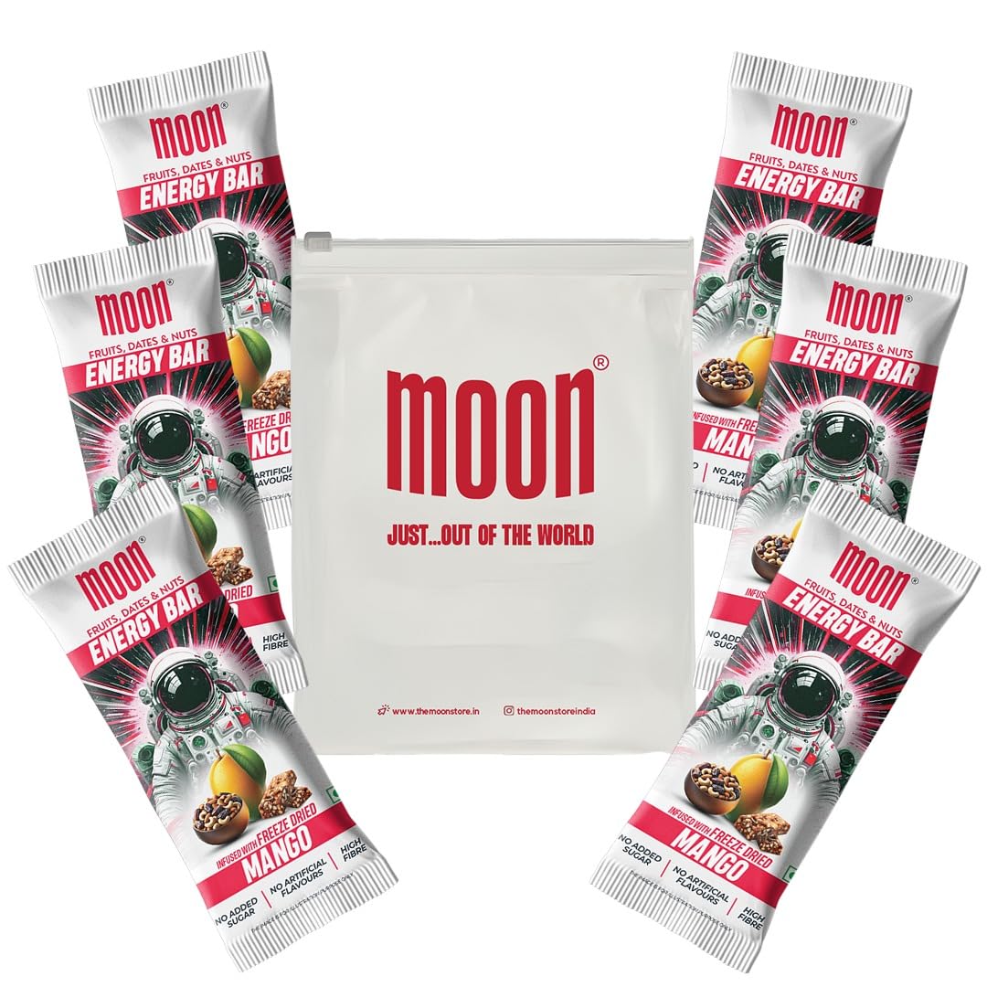 Moon Energy Bar Mango | 270g Pack (45g x 6 Bars) | High Fibre | Freeze-Dried Fruits Dates & Nuts | Nutritious | Fruit Bar | Snack Bar-image-27