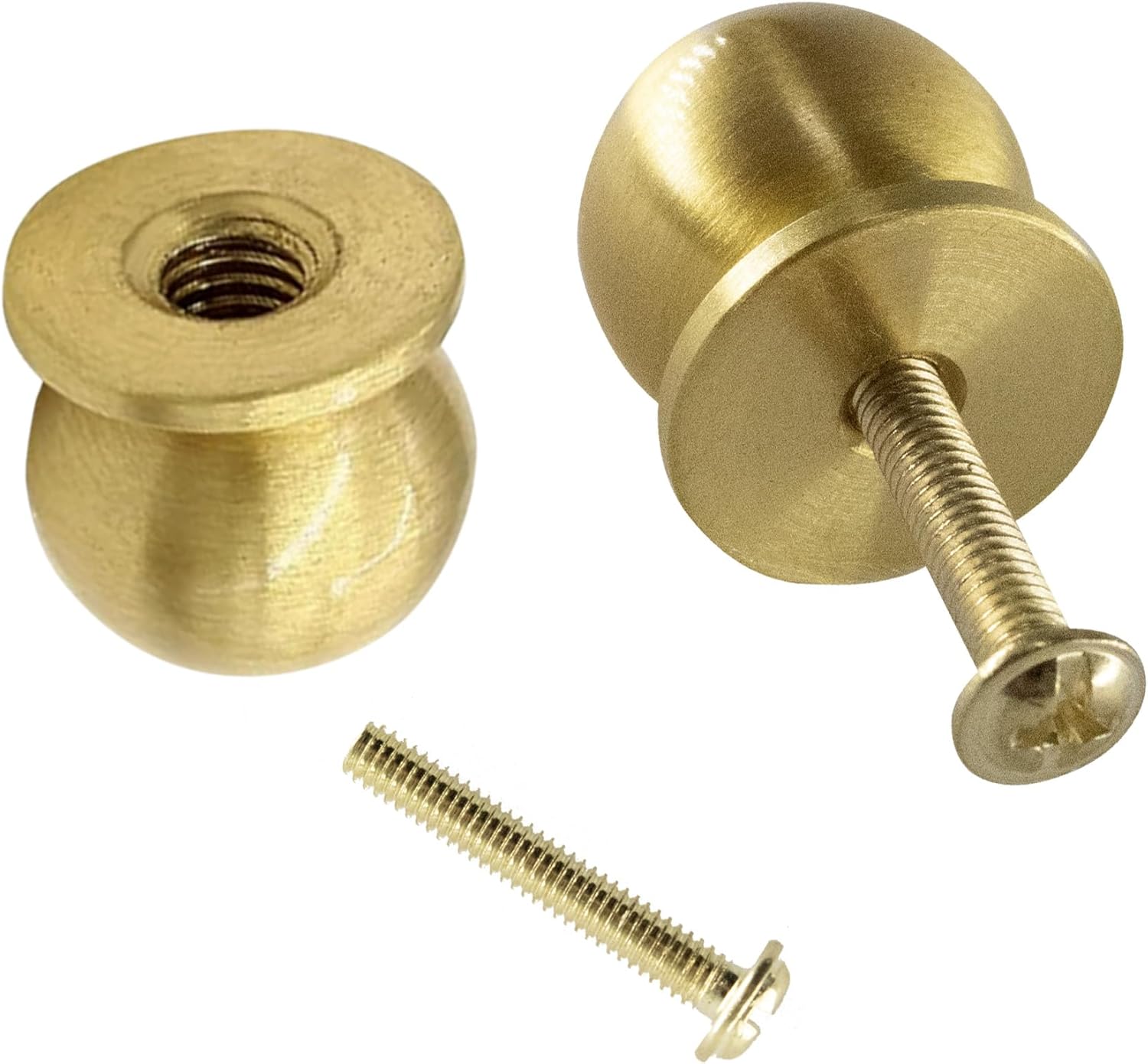 Mini Round Solid Brass Knobs, 3/4 Inch (19mm) Diameter Antique Metal Cabinet Drawer Pulls, Modern Kitchen Dresser Handle Knobs for Kitchen, Jewelry Box with Screws, Brushed Gold, 4PCS