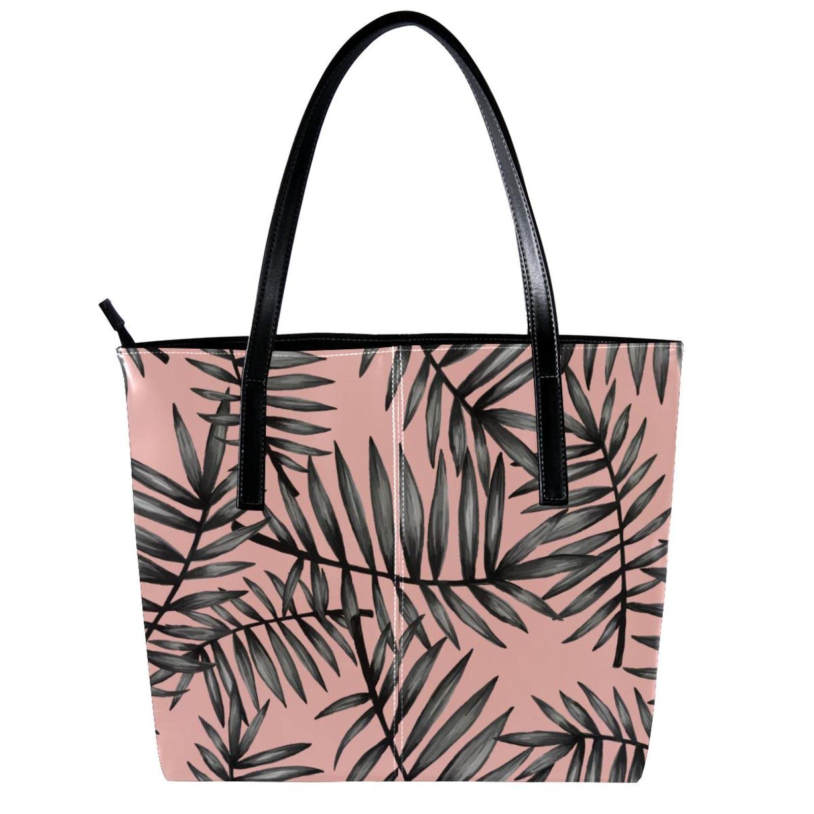 Bolso de mano con diseño de hojas tropicales, color rosa, estilo retro, Varios colores