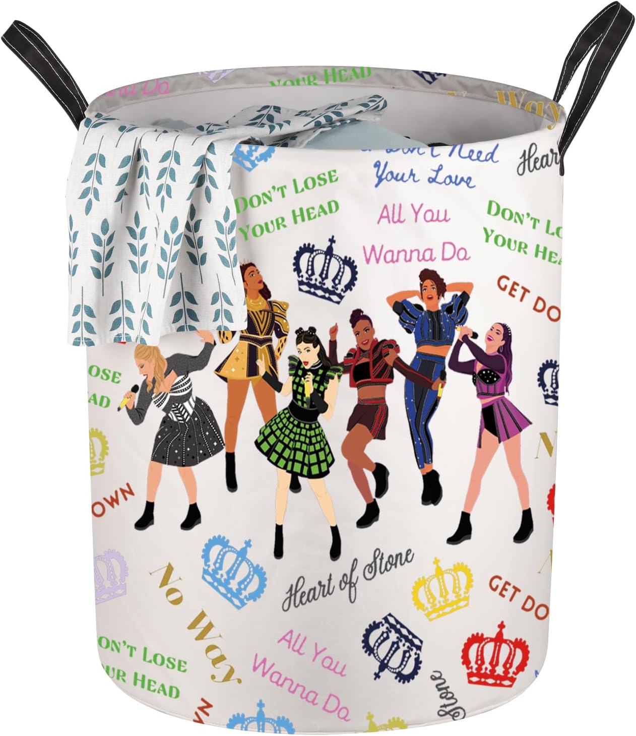 G2TUP Six Musical Queens Foldable Laundry Basket Musical Fans Gift Six Queen Musical Storage With Handles Bucket (Six Musical LB)