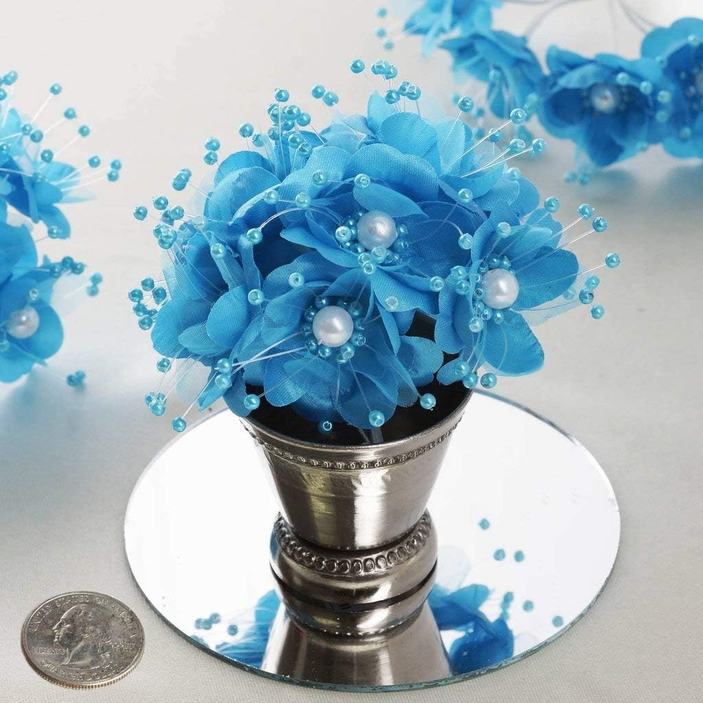 72 Turquoise Wedding Bridal Pearl Satin Organza Flower