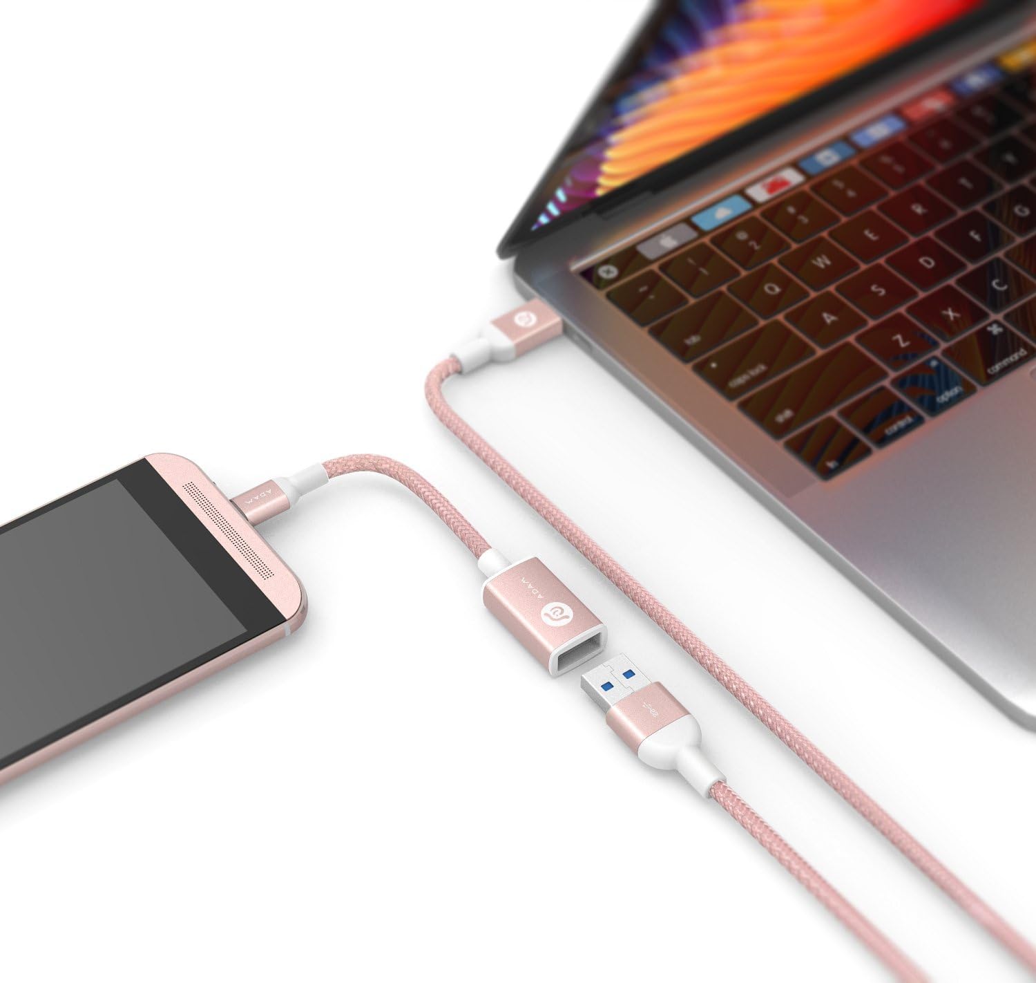 Adam Elements Peak AFB13 USB Type-A (Female)-Reversible microUSB (Male) Adapter Cable 13 cm Rose Gold