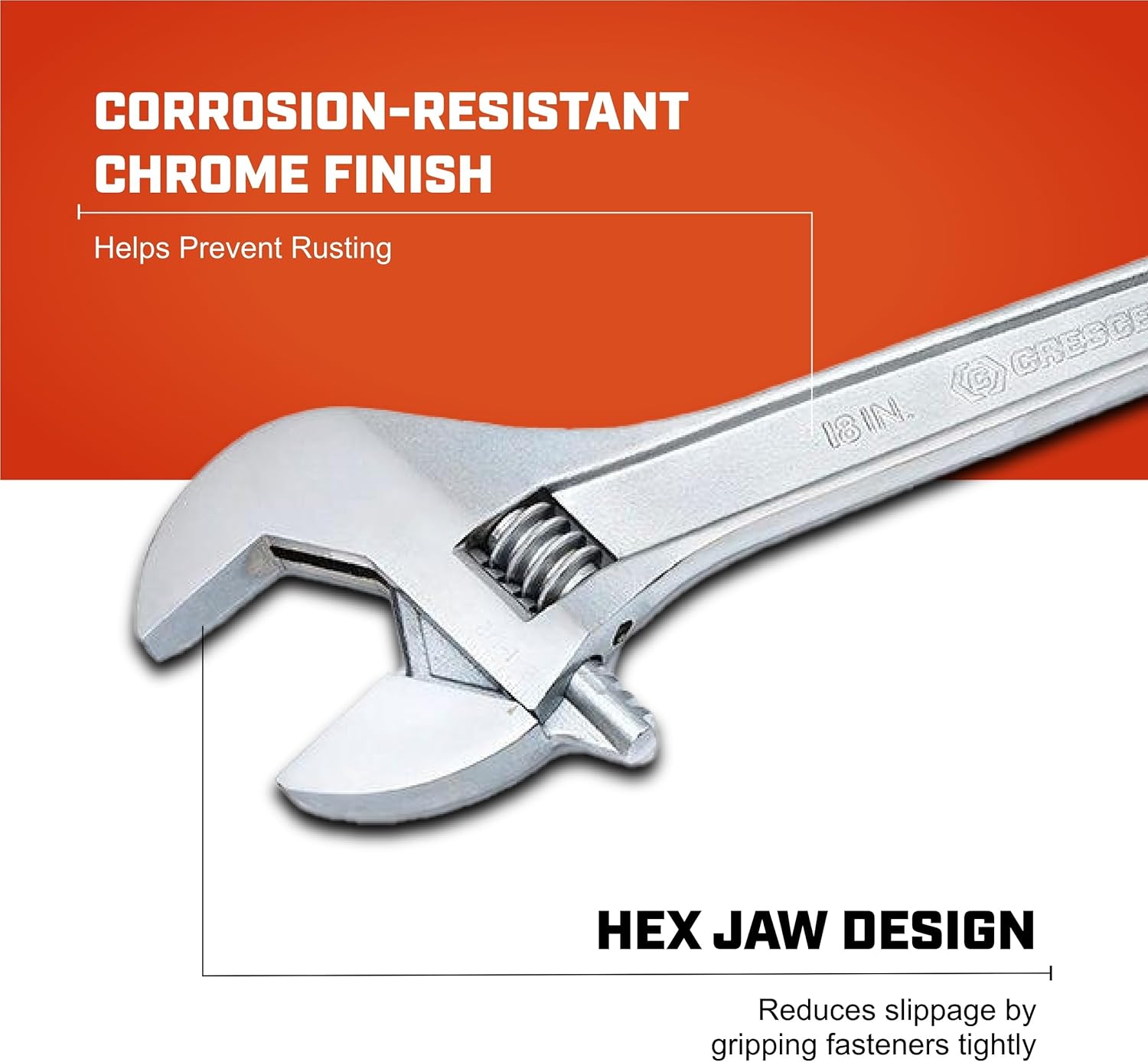 Crescent Adjustable Tapered Handle Wrench - Boxed - Home Improvement, Garage & Mechanic Versatile Hand Tool - 18" - AC218BK