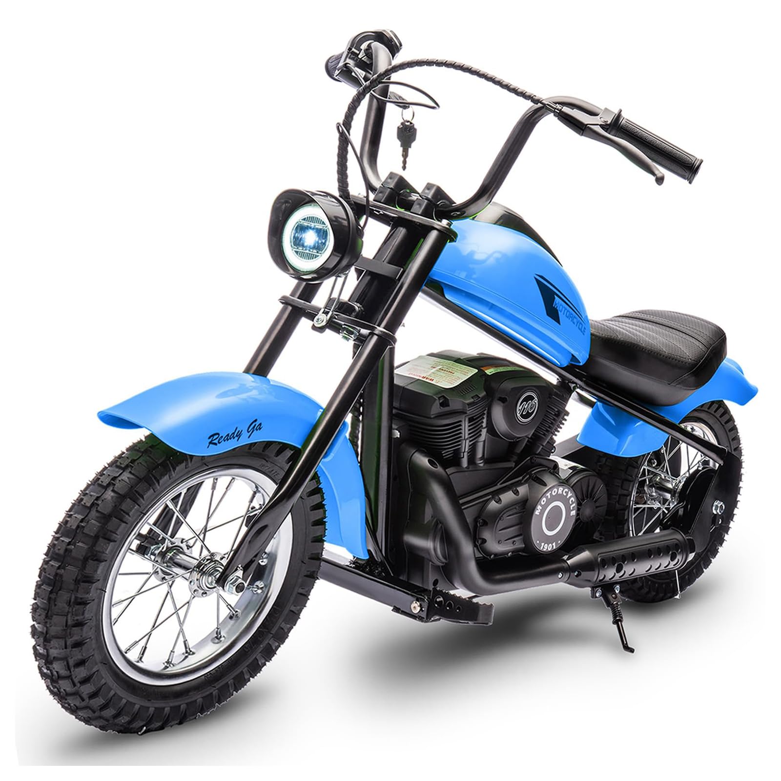 24V Electric Dirt Bike, 250W Electric Motorcycle w/LED Light, Leather Seat- Two Speed Max Up to 14MPH & 60 Minutes Continuous Motorbike for Kids/Teens