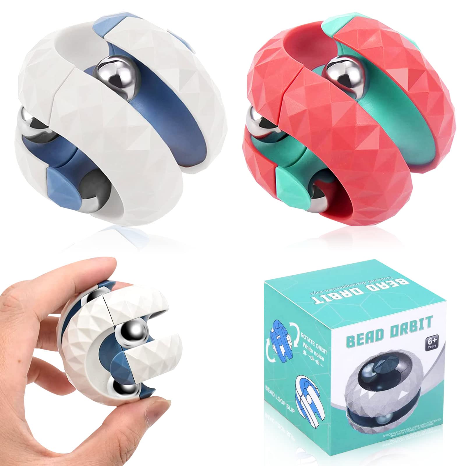 2 Pcs Orbit Ball Track Pinball Finger Spinner Rotating Bead Orbit Ball Maze Ball, Stress Anxiety Relief Game
