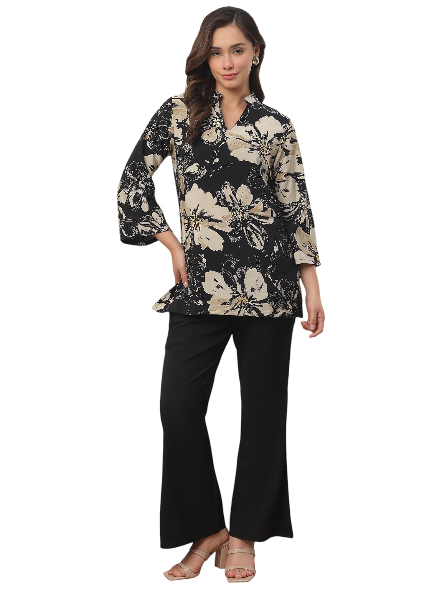 claura Floral Printed V-Neck Tunic & Trousers-picture-41