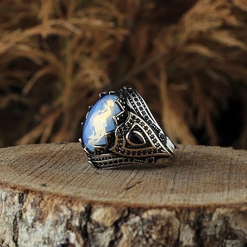 Miniatura 5 de 925 Sterling Silver Moonstone Ring, Men Moonstone Ring, Gemstone Men Ring, Handmade Silver Ring gifts for men handmade rings valentines day gifts
