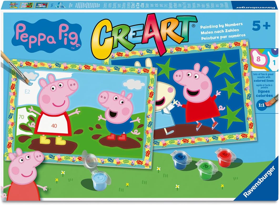 Ravensburger CreArt Peppa Pig Paint by Numbers Kit for Kids - 25969 - Painting Arts and Crafts for Ages 5 and Up