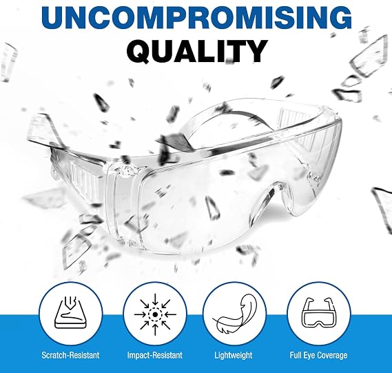RUGGED BLUE Visitor Safety Glasses For Men & Women | Ansi Z87 Certified Safety Glasses For Shooting Range | Anti-Scratch