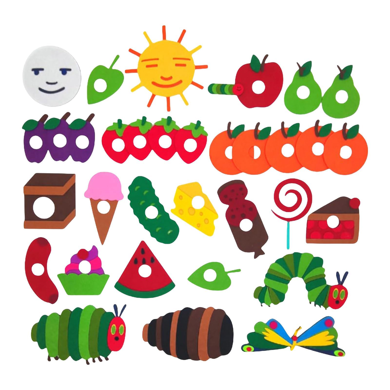 Hungry Toy Hungry Performance Props Felt English Picture Books Interactive Teaching Aids Very Hungry Activity Toy Very Hungry Caterpillar Felt Board Set Montessori Preschool (A-without Board)