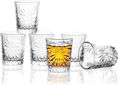 Juego de 6 vasos de chupito, vasos transparentes de degustación, 1.75 onzas cada uno