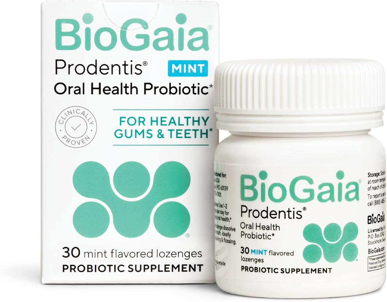 BioGaia Prodentis | Oral Probiotics | Promotes Healthy Gums &amp; Teeth | Defends Against Bad Breath &amp; Dental Problems | Improves Oral Health | Mint Flavored | 30 Dental Probiotic Lozenges