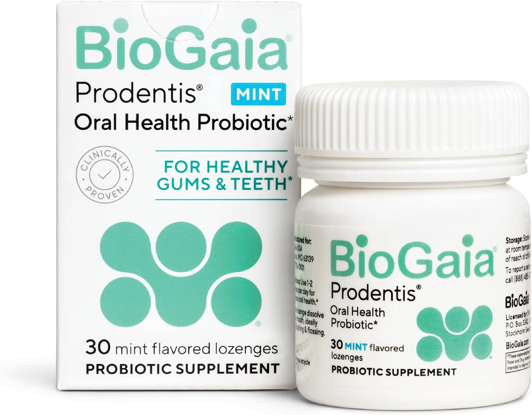 BioGaia Prodentis | Oral Probiotics | Promotes Healthy Gums & Teeth | Defends Against Bad Breath & Dental Problems | Improves Oral Health | Mint Flavored | 30 Dental Probiotic Lozenges
