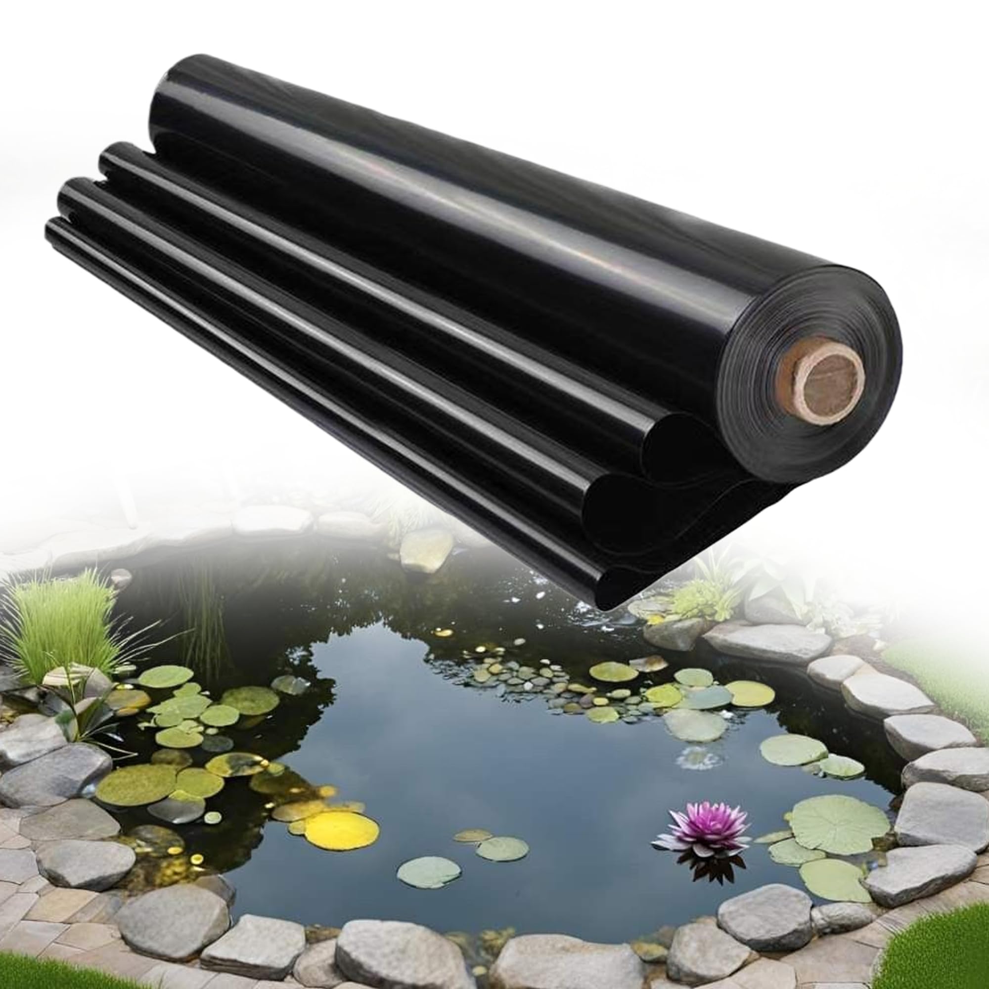 Bâche bassin 500x1500 cm noire résistante et pliable pour étangs de jardin