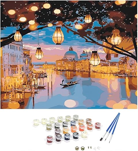 HASTHIP DIY Oil Painting, 40 * 50CM Paint by Numbers Kits, Painting Kit for Adults and Kids, Unframed Printed Canvas for H...