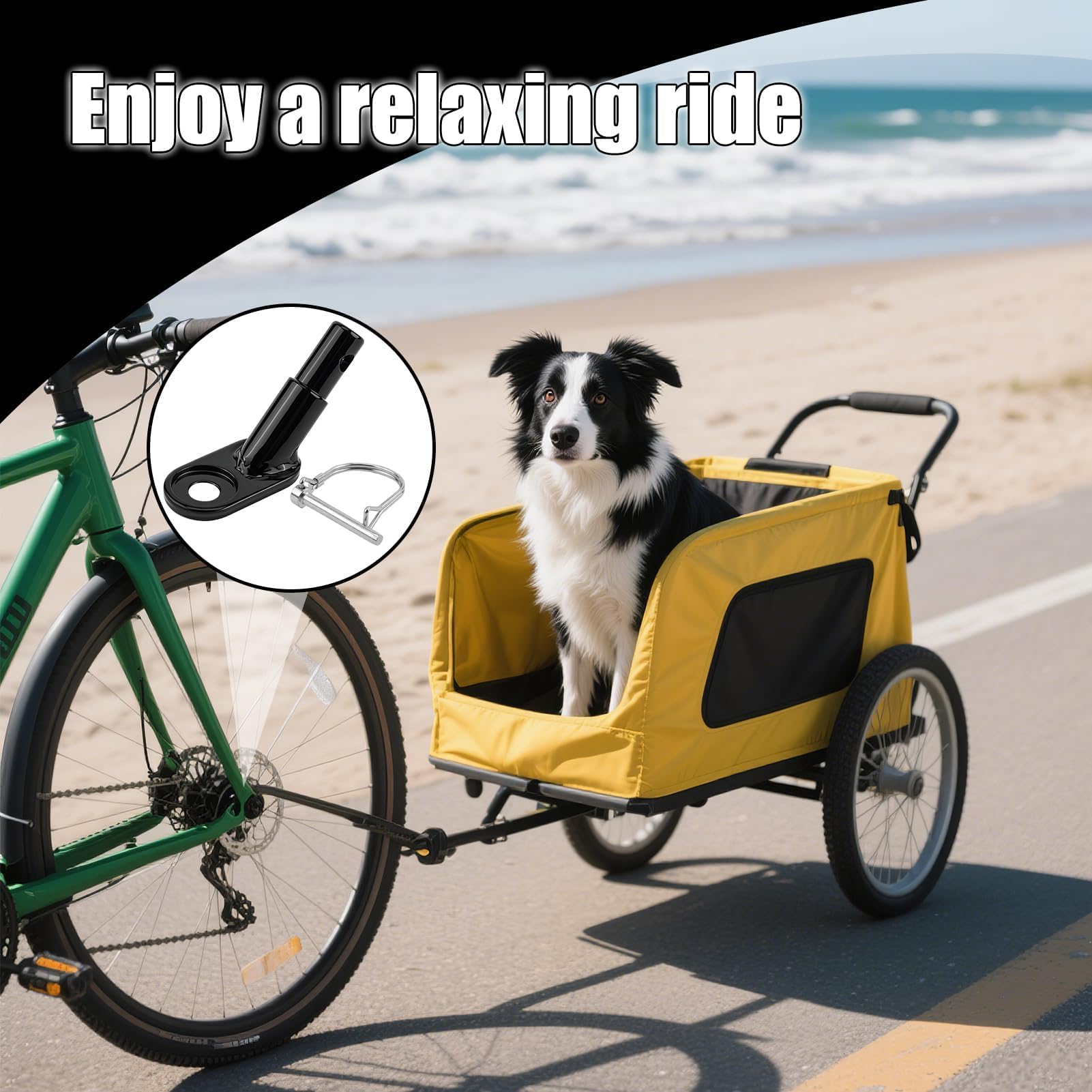 Attache Remorque Vélo Universelle en Acier Alliée avec Goupille de Sécurité, Compatible Enfant ou Chien