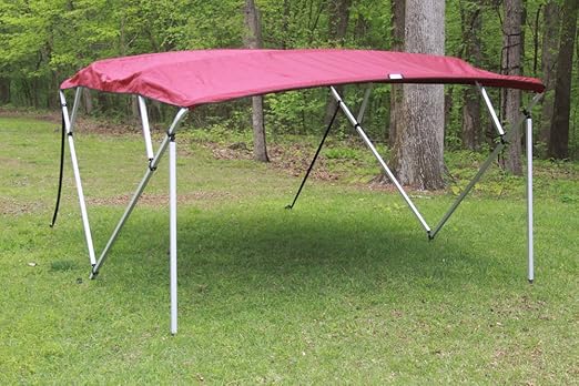 Amazon Com Vortex Burgundy Square Tube Frame 4 Bow Pontoon Deck Boat Bimini Top 8 Long 91 96 Sports Outdoors