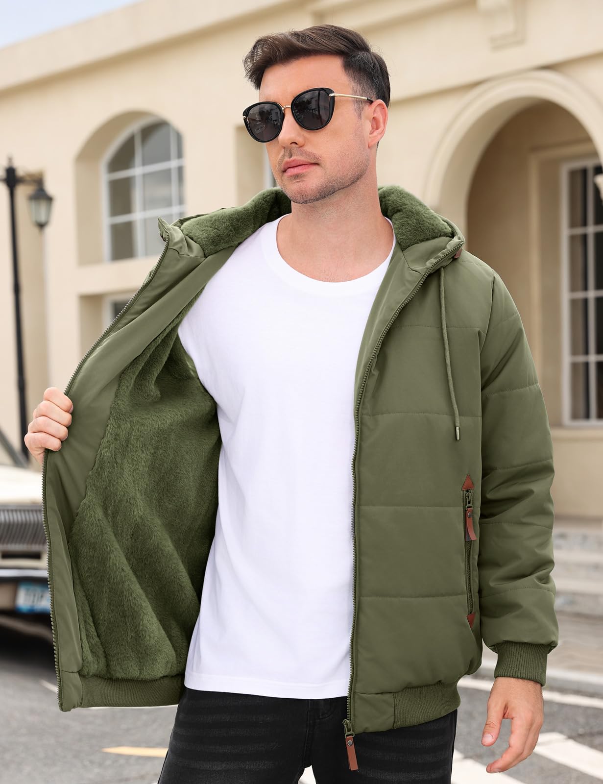 TOMEEK Chaqueta Hombre Invierno con Capucha Cálido Abrigo Hombres Cazadora Acolchada Forro Polar Casual Chaquetas con cremallera y Bolsillos Cómoda Cortavientos