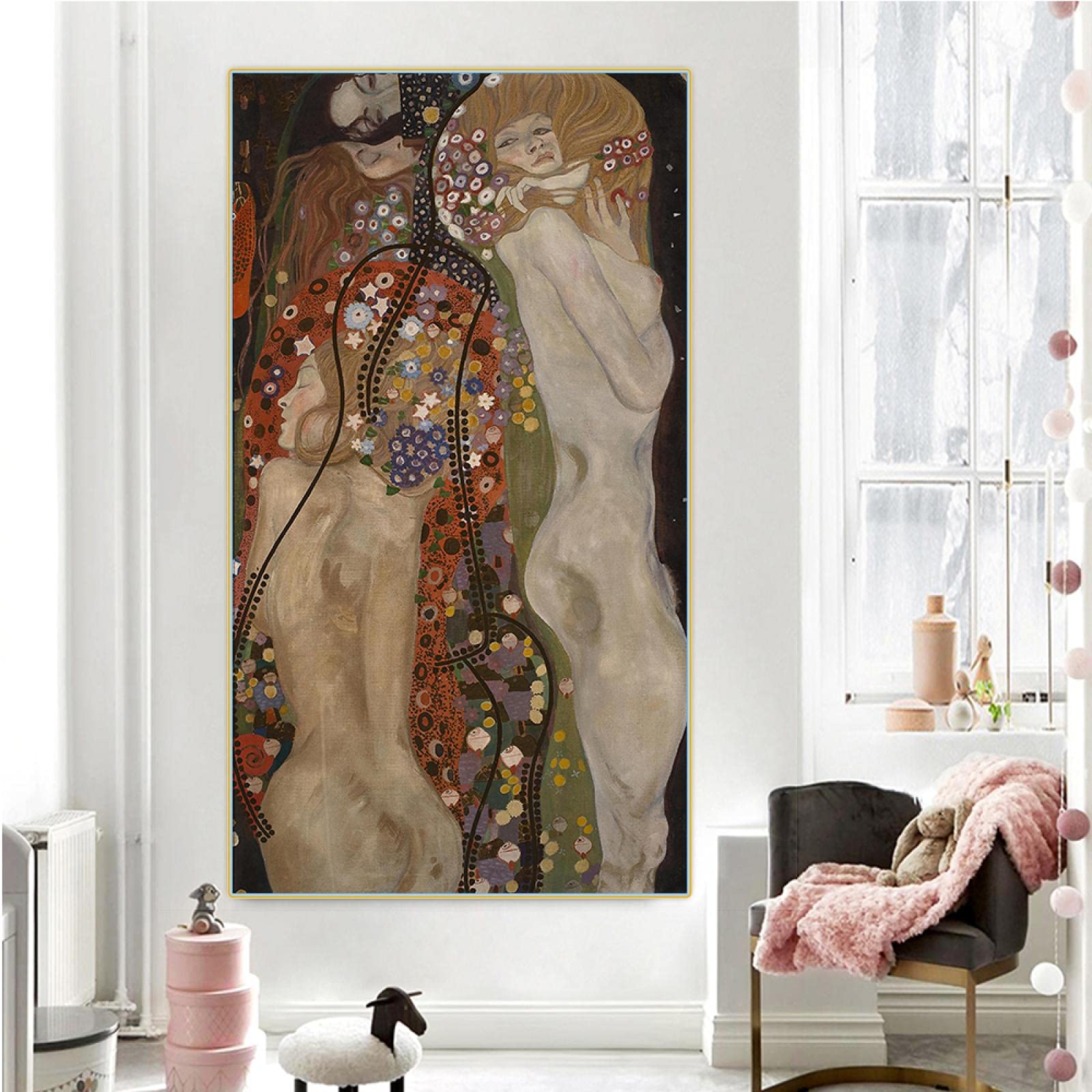 グスタフ・クリムト 「水蛇2」人物画 女性像 洋画 絵画 版画 シルク 