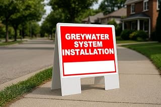 Greywater System Installation Write On Me Red Folding Coroplast A-Frame Double-Sided 23in x23in