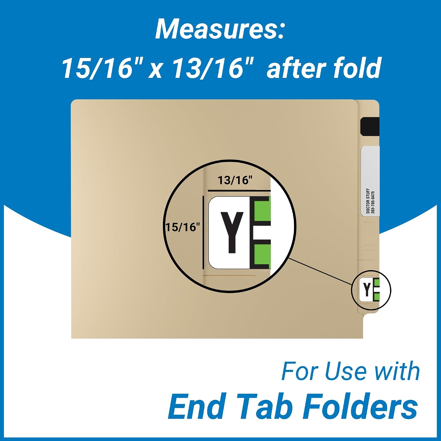 Doctor Stuff - File Folder Labels, Alphabet Letter Y, Jeter 0200 - JAAM Series Compatible Alpha Stickers, Lime, 15/16" x 1-5/8", 500/Roll