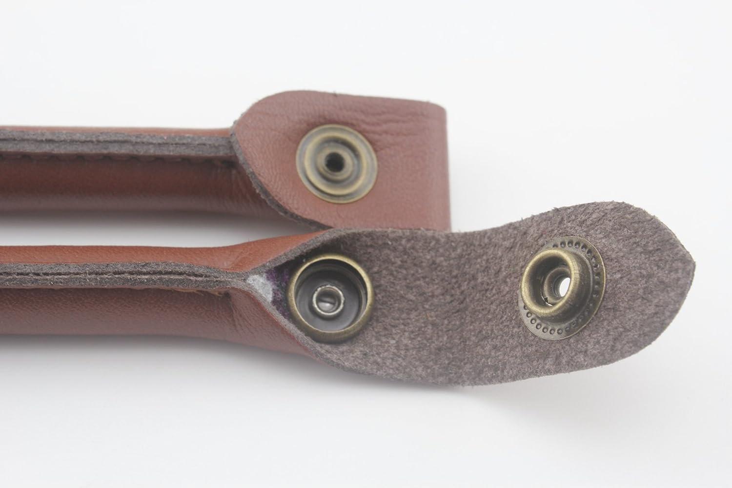 3dancraftit Pair of Microfiber PU Leather Handbag Purse Strap Handles with snap Fastener for Purse Bag Making Replacement 13 3/4"/ 35cm Brown CK62D