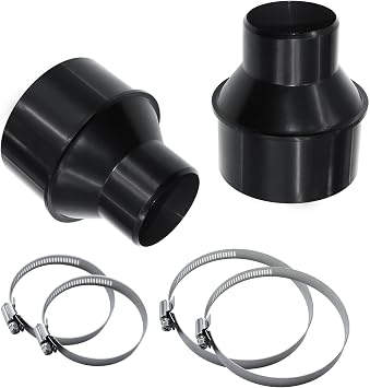 4 Inch to 2-1/2 Inch Hose Cone Reducer Attachment for Dust Hoses and Dust Collection Systems, Dust Collection Reducer Fitting with 2 Stainless Steel Clamps 2 pack
