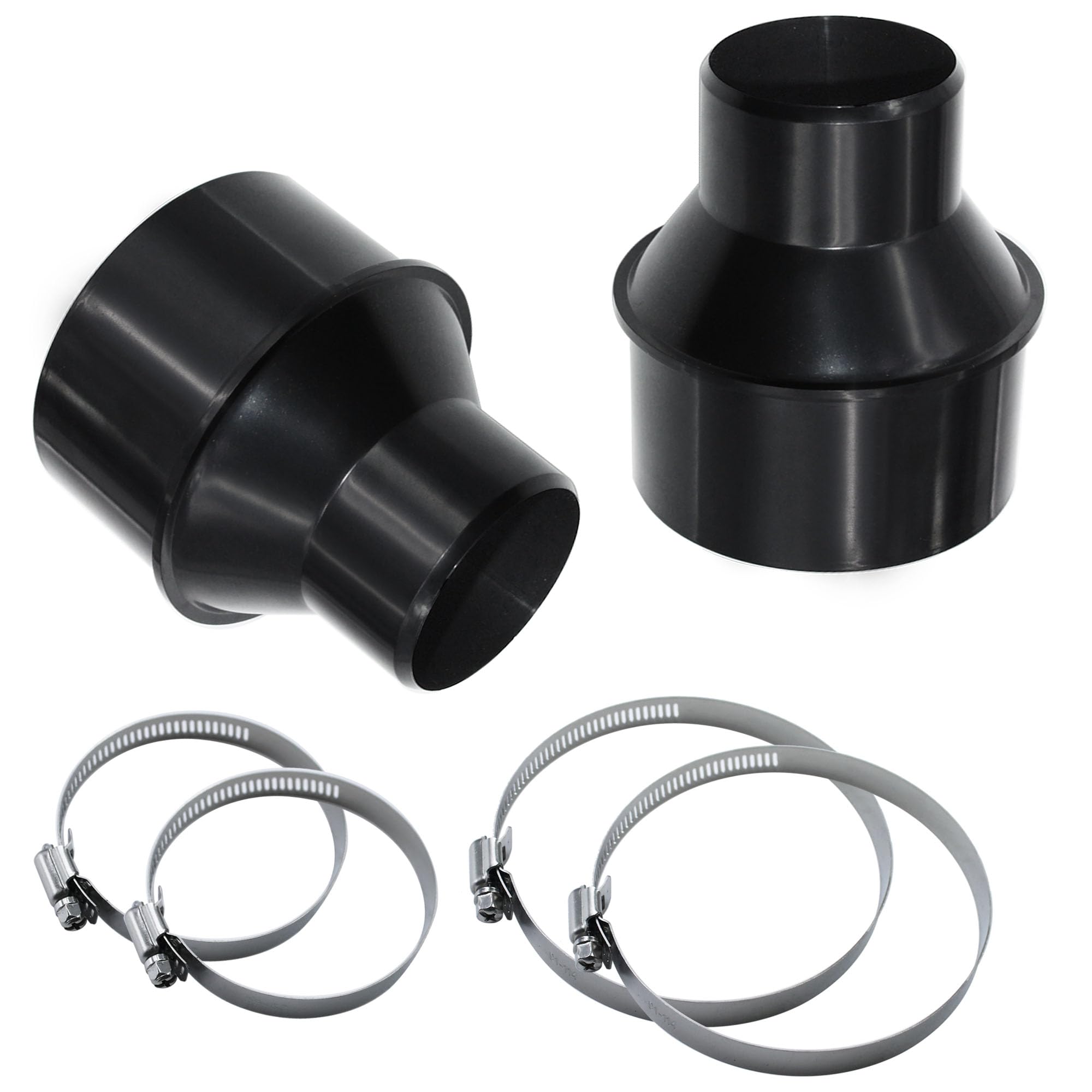 70136 - Accesorio reductor de cono de manguera de 4 a 2-1/2 pulgadas para mangueras de polvo y sistemas de recogida de polvo, accesorio reductor de recogida de polvo con 2 abrazaderas de acero