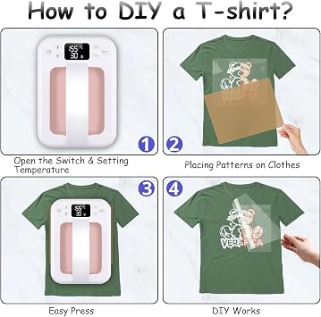 Heat Press Machine, 7 × 5 Portable Mini Heat Press Fast Even Heat, Easy Press T Shirt Printer Machine for HTV Vinyl and Heat Transfer Sublimation for Tote Bags, Hat,DIY Projects(Pink)